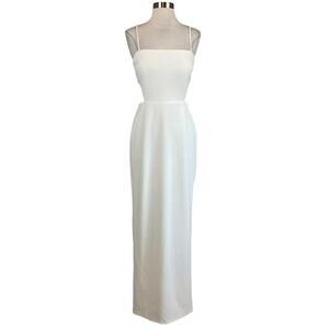 AQUA Women's Formal Dress Size 8 White Crepe Cut Out Sleeveless Evening Gown
